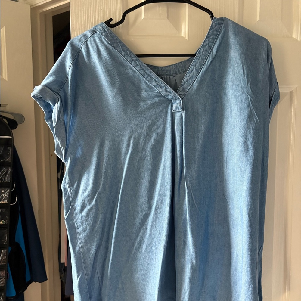 Blue V-Neck Women's Top